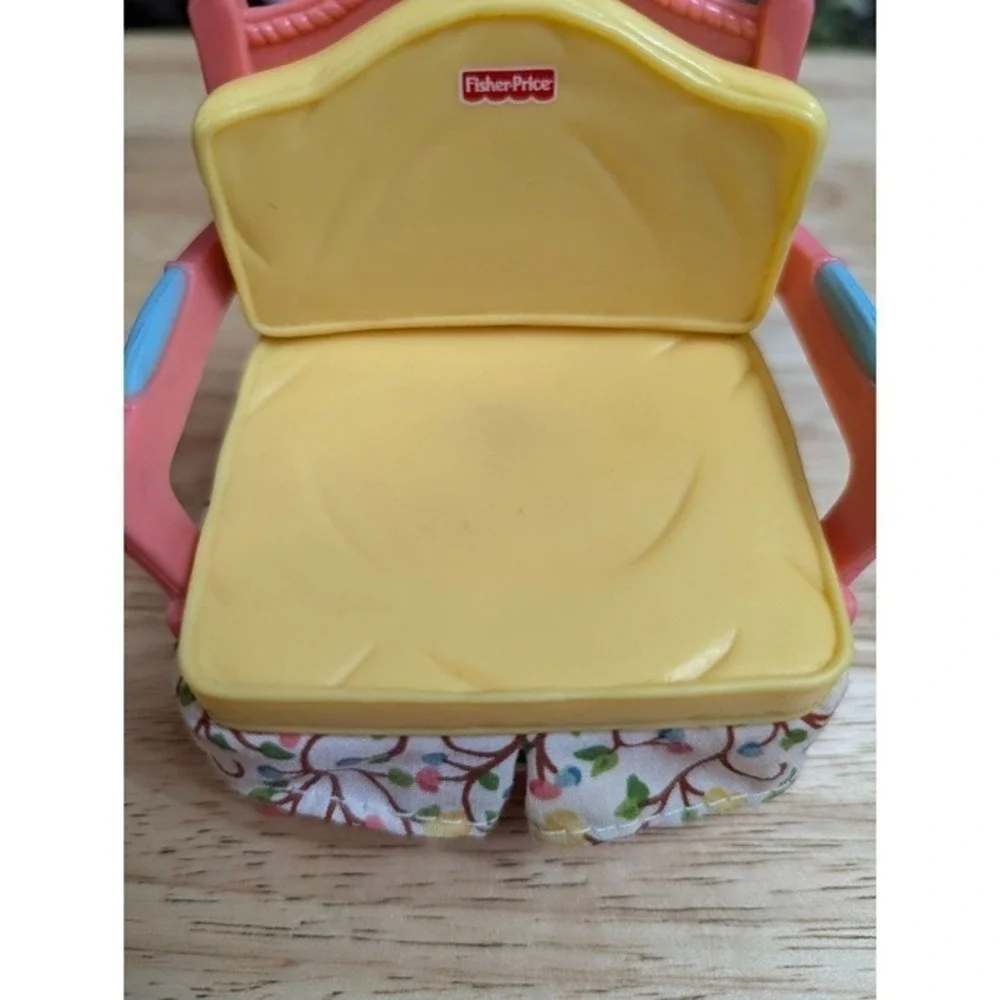 Fisher Price Loving Dollhouse pink yellow chair plastic fabric replacement 3 in